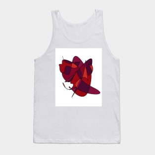 Abstract Lines And Curves In Red Tank Top